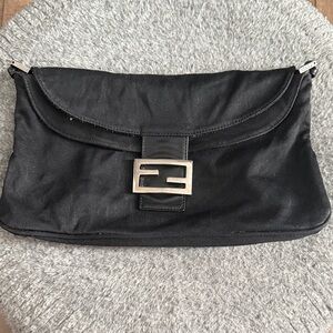 FENDI Black Designer Clutch Bag